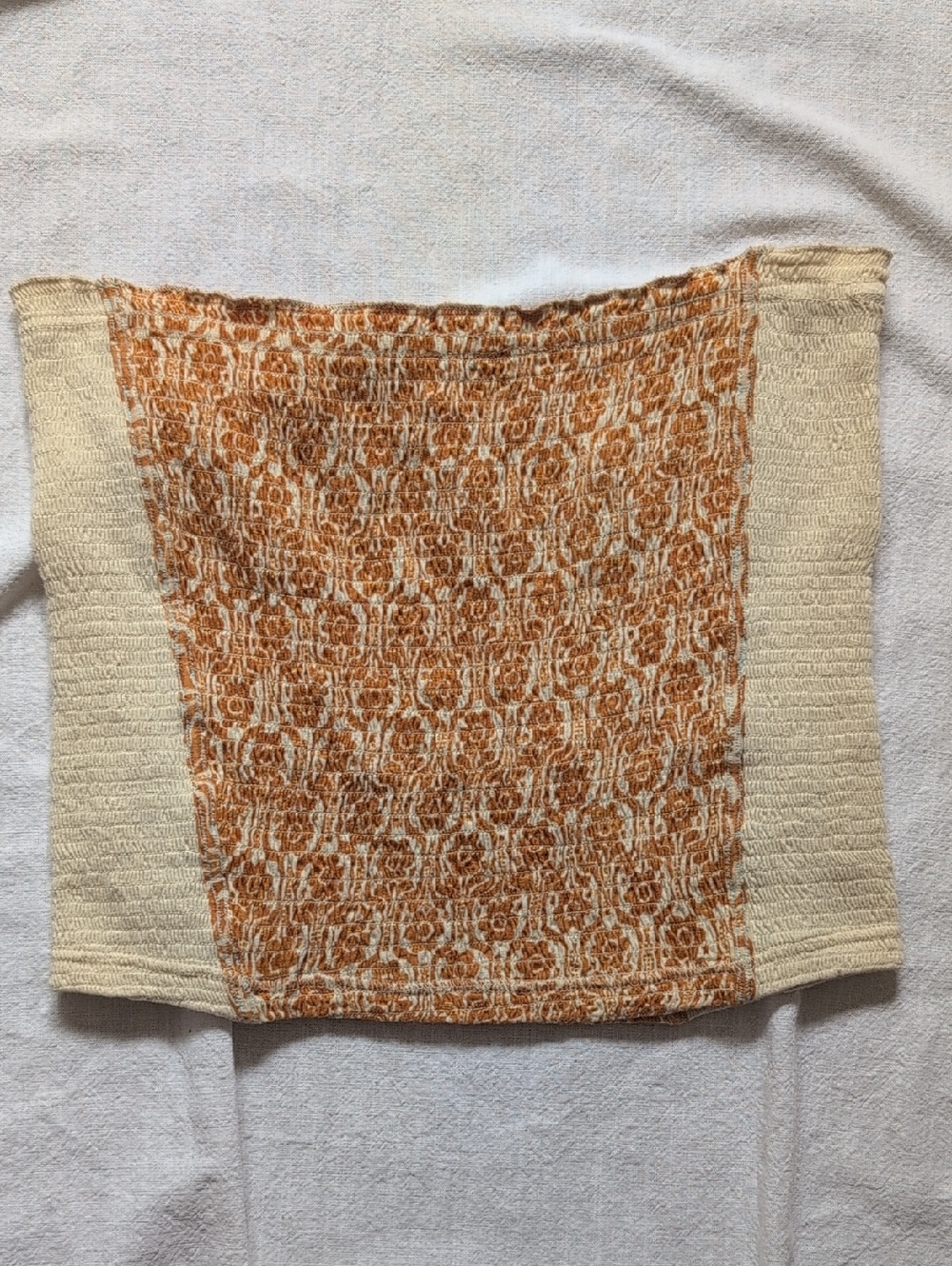 Free People Orange and Cream Smocked Tube Top